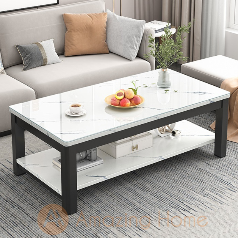 Walker 140cm Tempered Glass Rectangular Coffee Table White