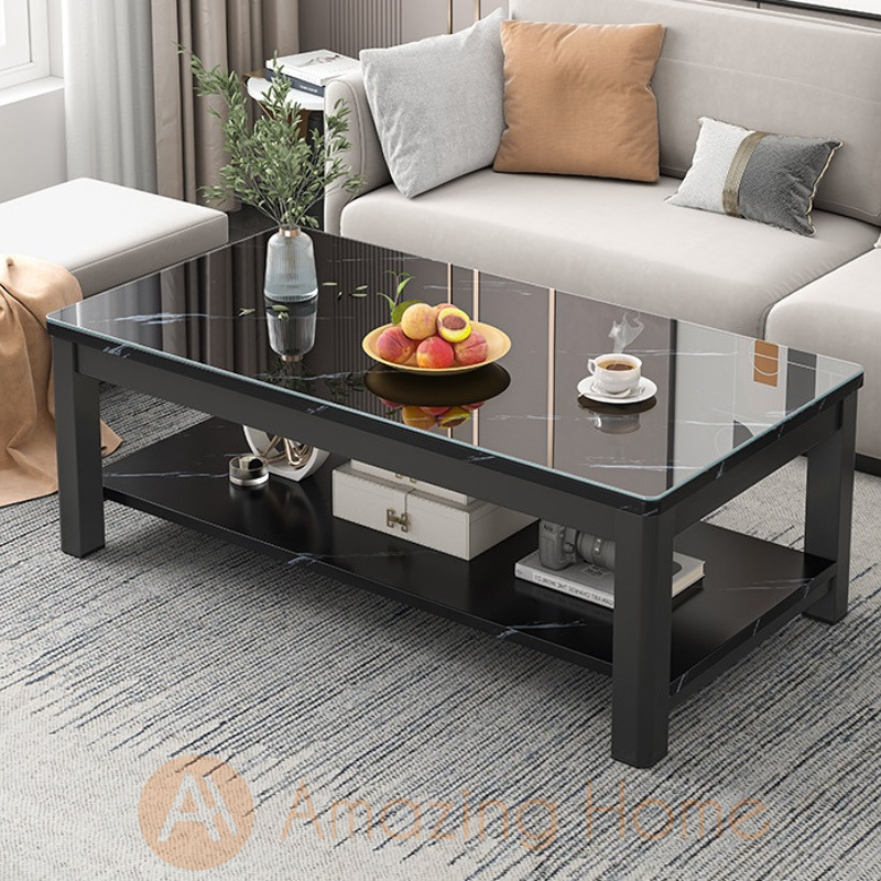 Walker 120cm Tempered Glass Rectangular Coffee Table Black