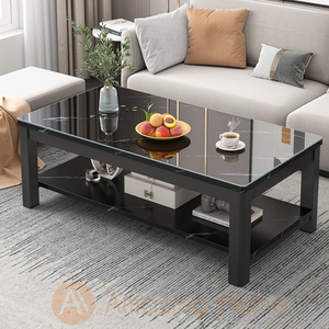 Walker 120cm Tempered Glass Rectangular Coffee Table Black