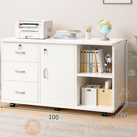 Frans 3 Drawer 1 Door File Cabinet With Shelf White