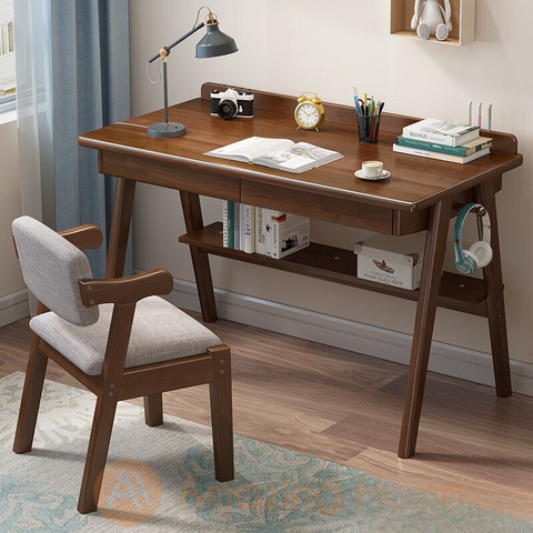 Angus 100cm Solid Wood Study Table With Chair Set