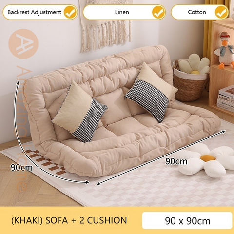 Solace Convertible Futon Lazy Sofa Bed With Cushion 90x90cm