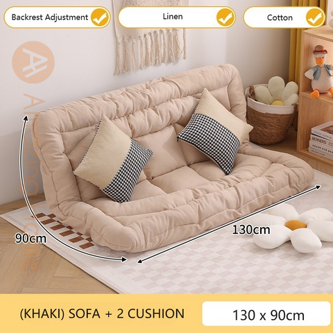 Solace Convertible Futon Lazy Sofa Bed With Cushion 130x90cm