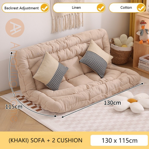 Solace Convertible Futon Lazy Sofa Bed With Cushion 130x115cm