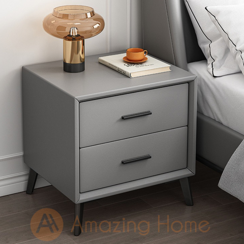Otis Bedside Cabinet Wood Bedside Table Light Grey (Fully Assembled)