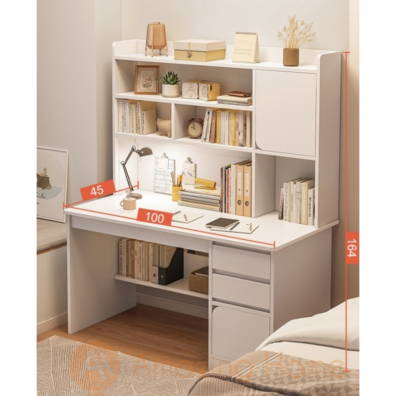 Aaren 100cm White Study Table Office Desk