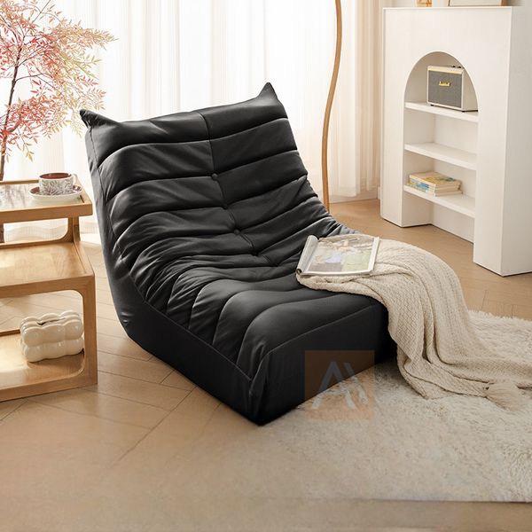 Sereno Lazy Sofa Leathaire With Leg Rest Black