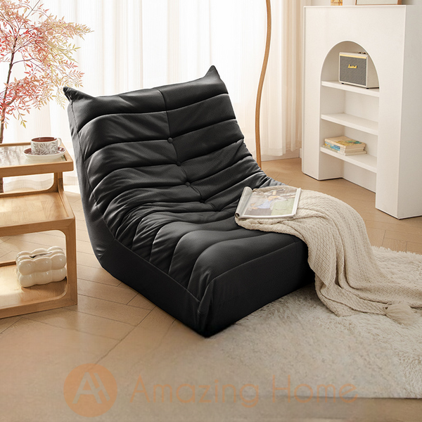 Sereno Lazy Sofa Leathaire With Leg Rest Black