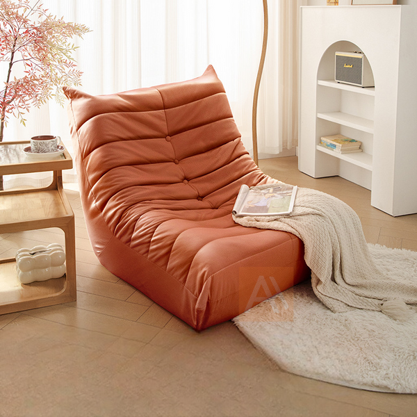 Sereno Lazy Sofa Leathaire With Leg Rest Orange