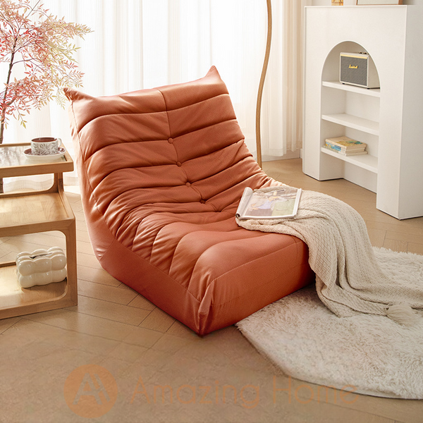 Sereno Lazy Sofa Leathaire With Leg Rest Orange