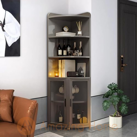 Alfson Corner Cabinet Storage Shelf Grey