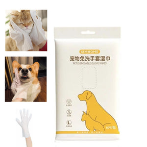 Amazing Home Disposal Pet Wipes Grooming Cat Dog Body Cleaning Gloves (Pack of 6 Pcs)