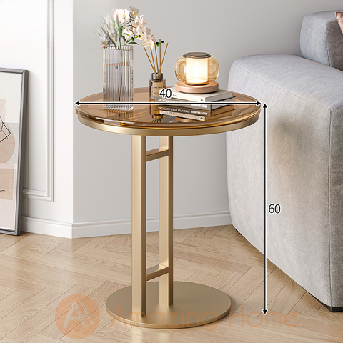 Ludde Gold 60x40cm Glass Sofa Side Table Coffee Table