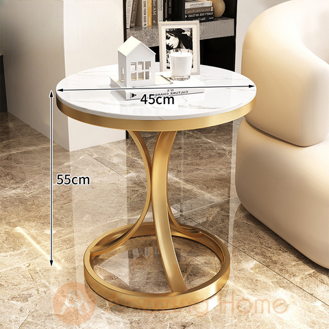 Matteus Gold 55x45cm Sintered Stone Sofa Side Table Coffee Table