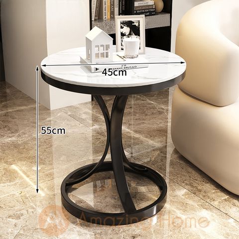 Matteus Black 55x45cm Sintered Stone Sofa Side Table Coffee Table