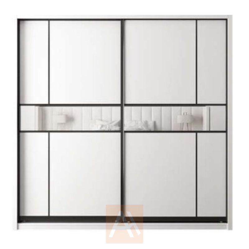 Edvin Mid Mirror Sliding Door Wardrobe Storage Cabinet