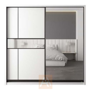 Edvin Mid Half Mirror Sliding Door Wardrobe Storage Cabinet