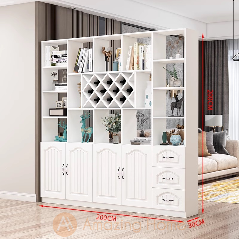 Arvid 4 Door 3 Drawer Entrance Cabinet With Wine Rack Living Hall Divider