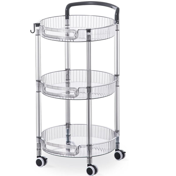 Amazing Home Round Trolley Floor Standing Storage Rack for Kitchen Bathroom Bedroom Living Room