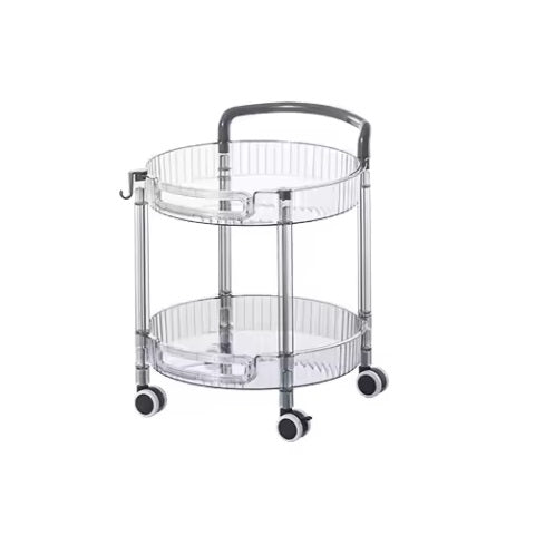 Amazing Home Round Trolley Floor Standing Storage Rack for Kitchen Bathroom Bedroom Living Room