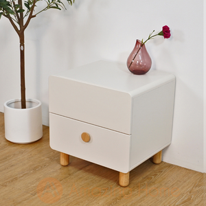 Suave Solid Wood 2 Drawer Bedside Cabinet White Bedside Table