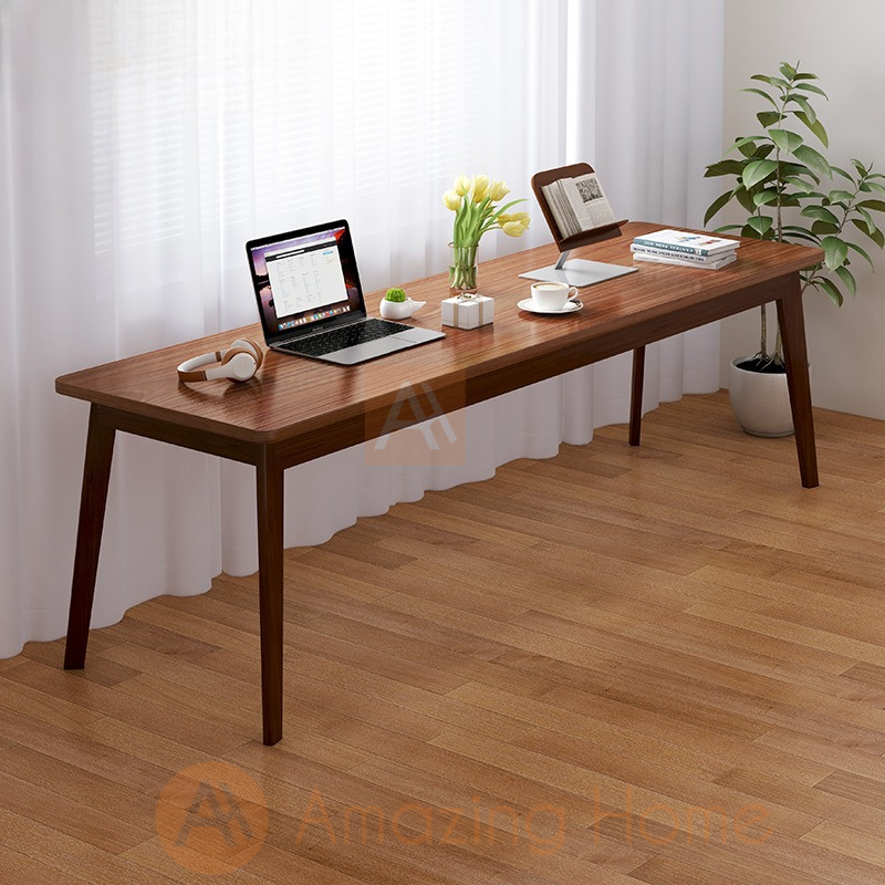 Aquino Oak 200cm Extra Long Wide Wooden Office Desk Study Table ...