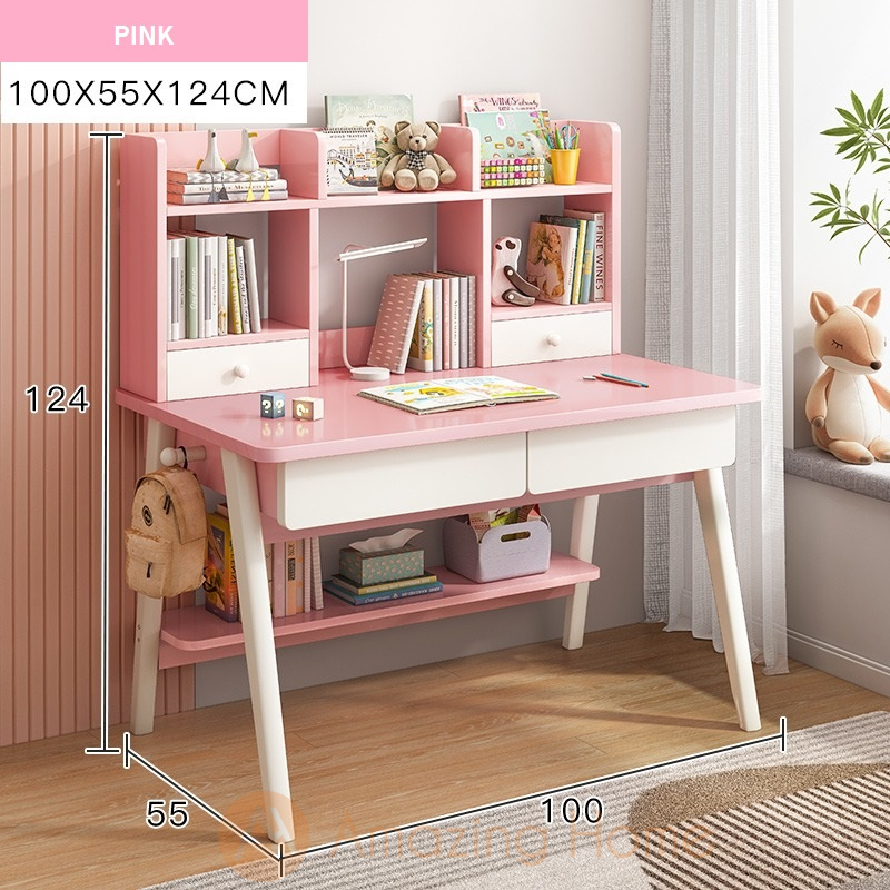 Lennon Pink Children Study Table With Drawer Shelf Medium – AmazingHome.my